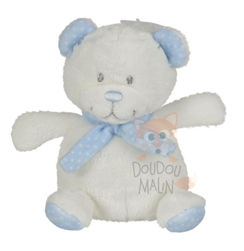  milk baby comforter bear white blue scarf 